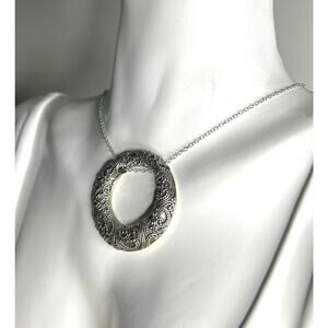 Artisan  925 Silver Granulated Eternity Circle Slide Necklace 18"